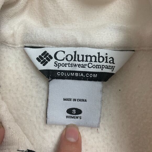 Columbia Full Zip Jacket Womens S Small Cream Colorblock Fleece Raglan Pockets - Picture 9 of 15